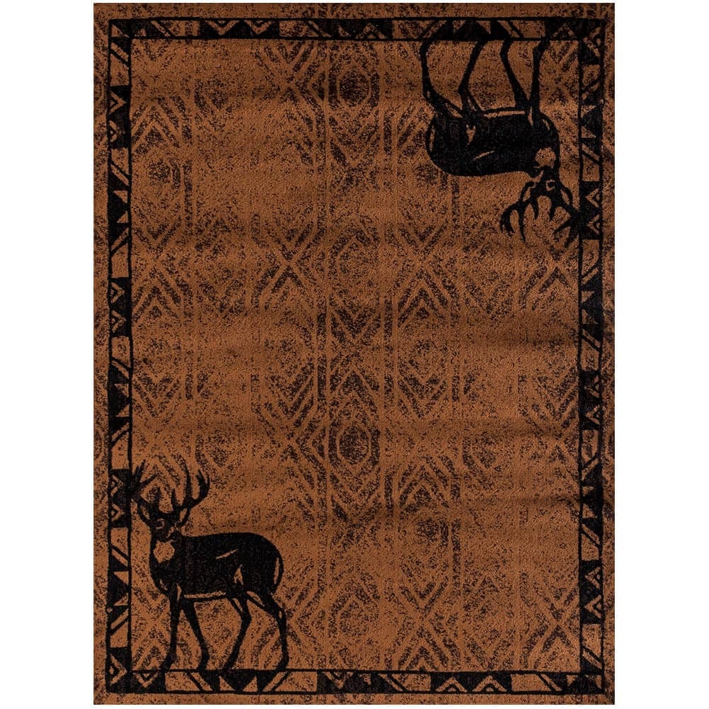 HR Lodge, Cabin Nature and Animals Area Rug Southwestern Pattern Cabin Area Rug Abstract, Chocolate Brown/Beige/Green/Red-Bear/Lodge/ Deer/Nature