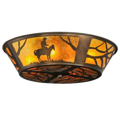 Frontier Cowboy Flush Mount Ceiling Fixture - Amber