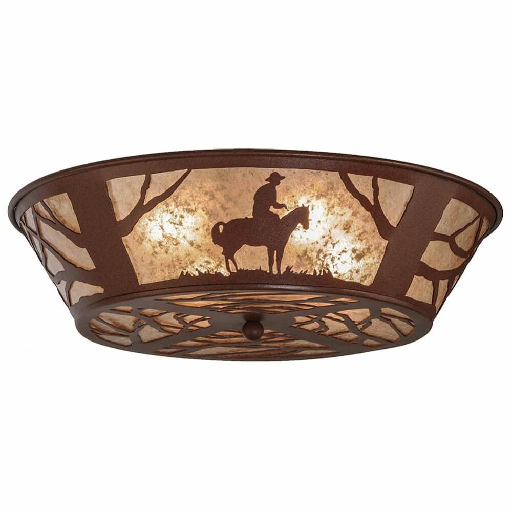 Frontier Cowboy Flush Mount Ceiling Fixture - Silver