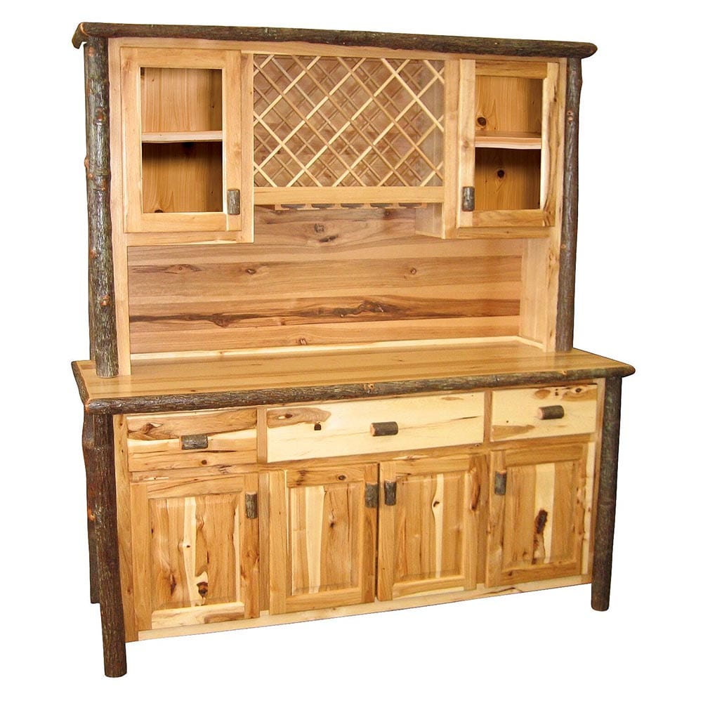 Hickory 75" Buffet & Hutch with Wine Rack Cabin Place