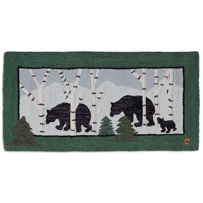 Lodge Bears Hooked Wool Accent Rug