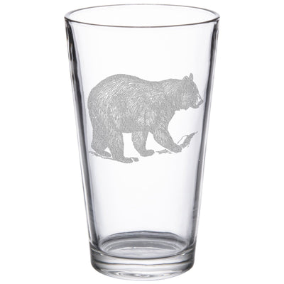 Bear 16 oz. Etched Beverage Glass Sets
