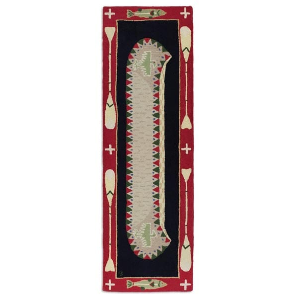 Red Canoe Hooked Wool Runner