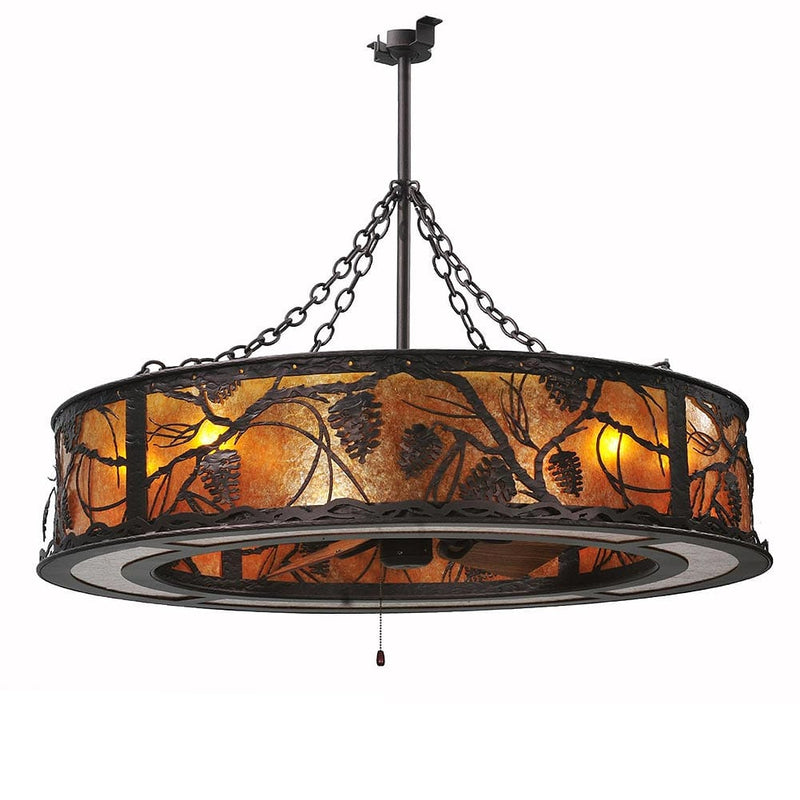 Whispering Pines Large Chandelier with Fan