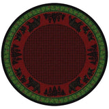 Woodland Bear Family Green and Red Rug