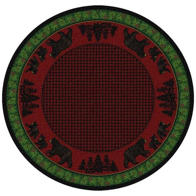 Woodland Bear Family Green and Red Rug