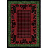 Woodland Bear Family Green and Red Rug