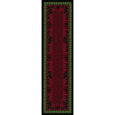 Woodland Bear Family Green and Red Rug