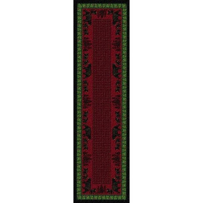 Woodland Bear Family Green and Red Rug