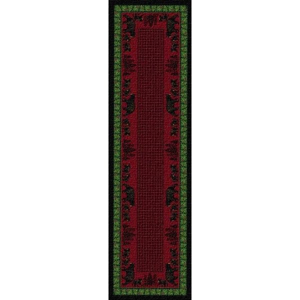 Woodland Bear Family Green and Red Rug