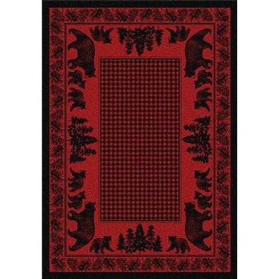 Woodland Bear Family Red Area Rug Collection