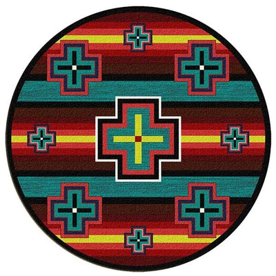 Many Crosses Turquoise Area Rug