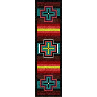 Many Crosses Turquoise Area Rug