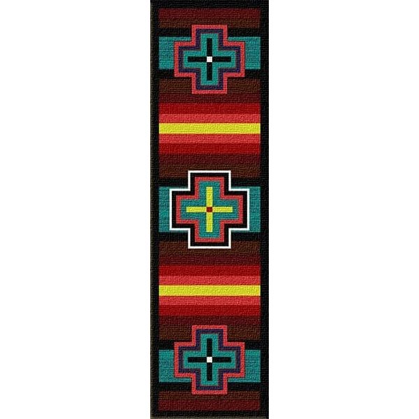 Many Crosses Turquoise Area Rug