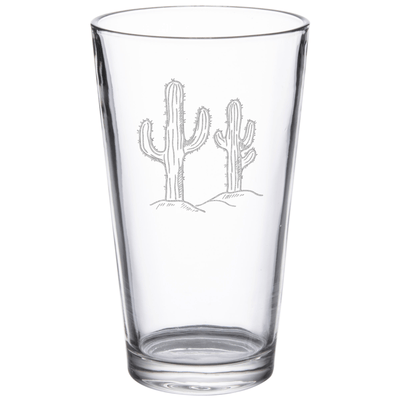 Double Cactus 16 oz. Etched Beverage Glass Sets