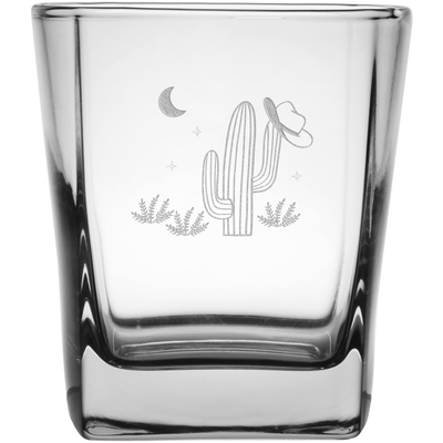 Cactus 9.25 oz. Etched Double Old Fashioned Glass Sets