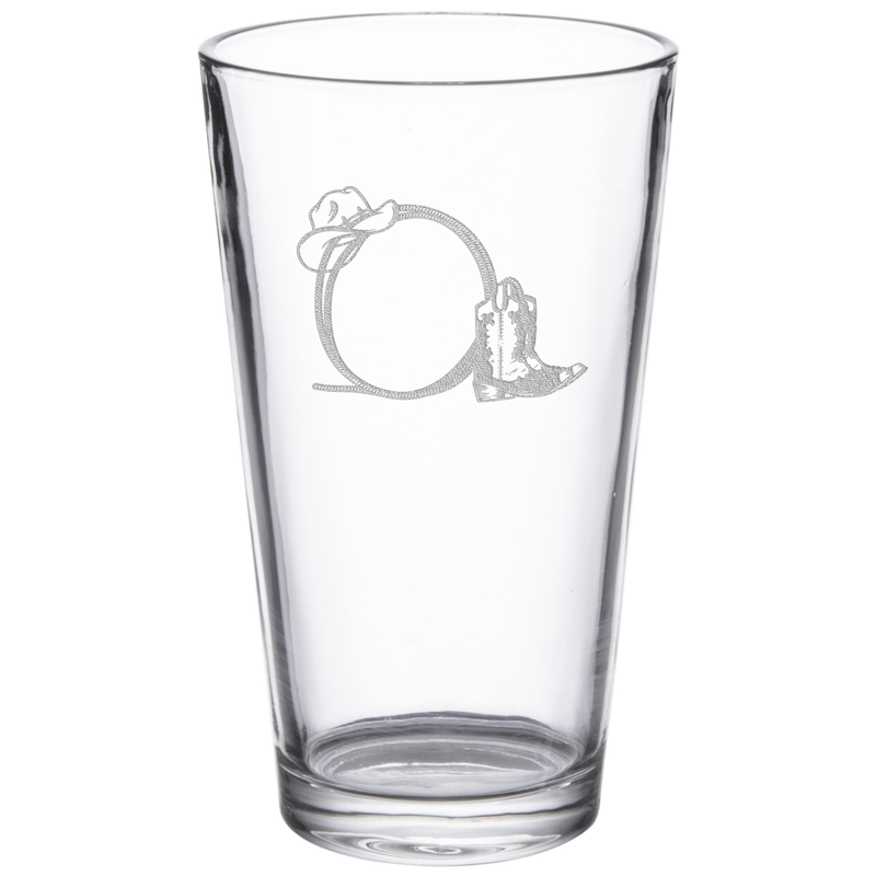 Rope & Boots 16 oz. Etched Beverage Glass Sets