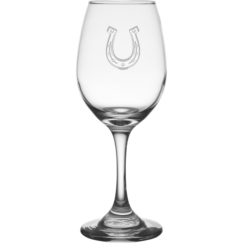 Horseshoe 11 oz. Etched Wine Glass Sets
