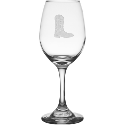 Cowboy Boot 11 oz. Etched Wine Glass Sets