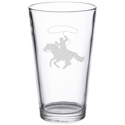 Cowboy 16 oz. Etched Beverage Glass Sets
