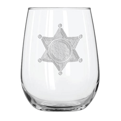 Western Star 15.25 oz. Etched Stemless Wine Glass Sets