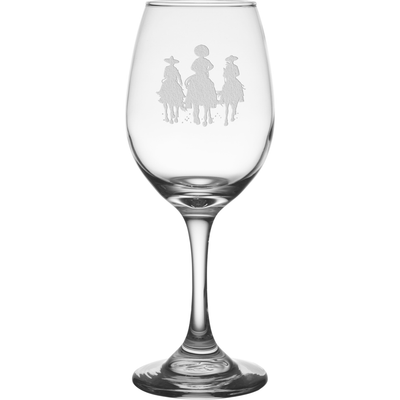 Three Amigos 11 oz. Etched Wine Glass Sets