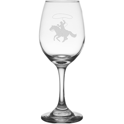 Cowboy 11 oz. Etched Wine Glass Sets