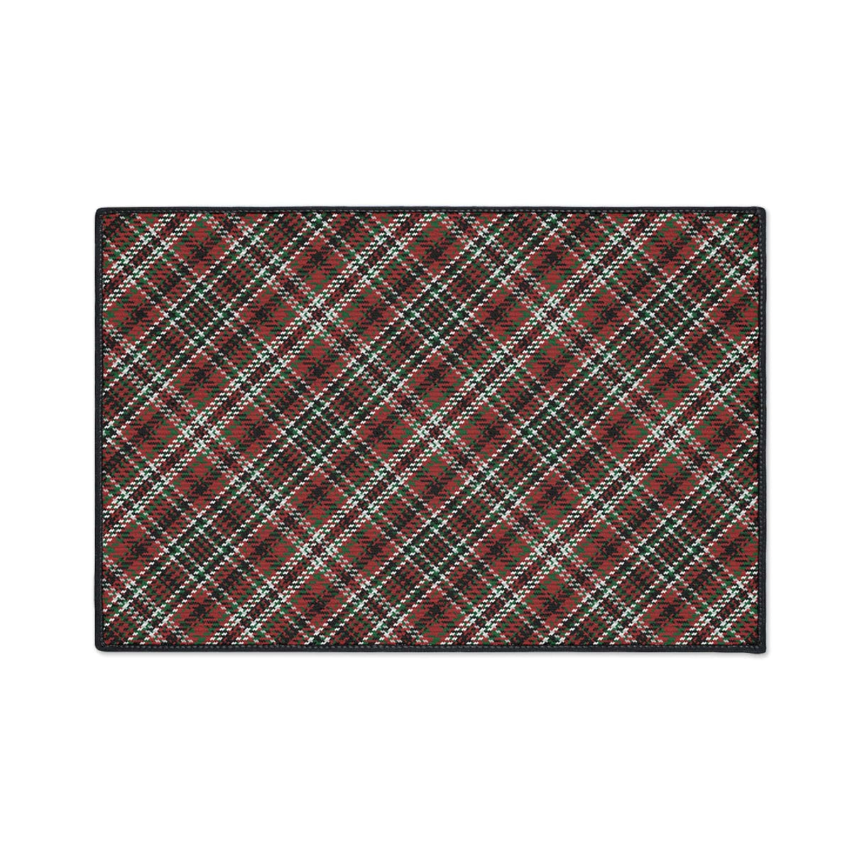 Red Green Scottish Tartan Plaid Non-Slip Rug