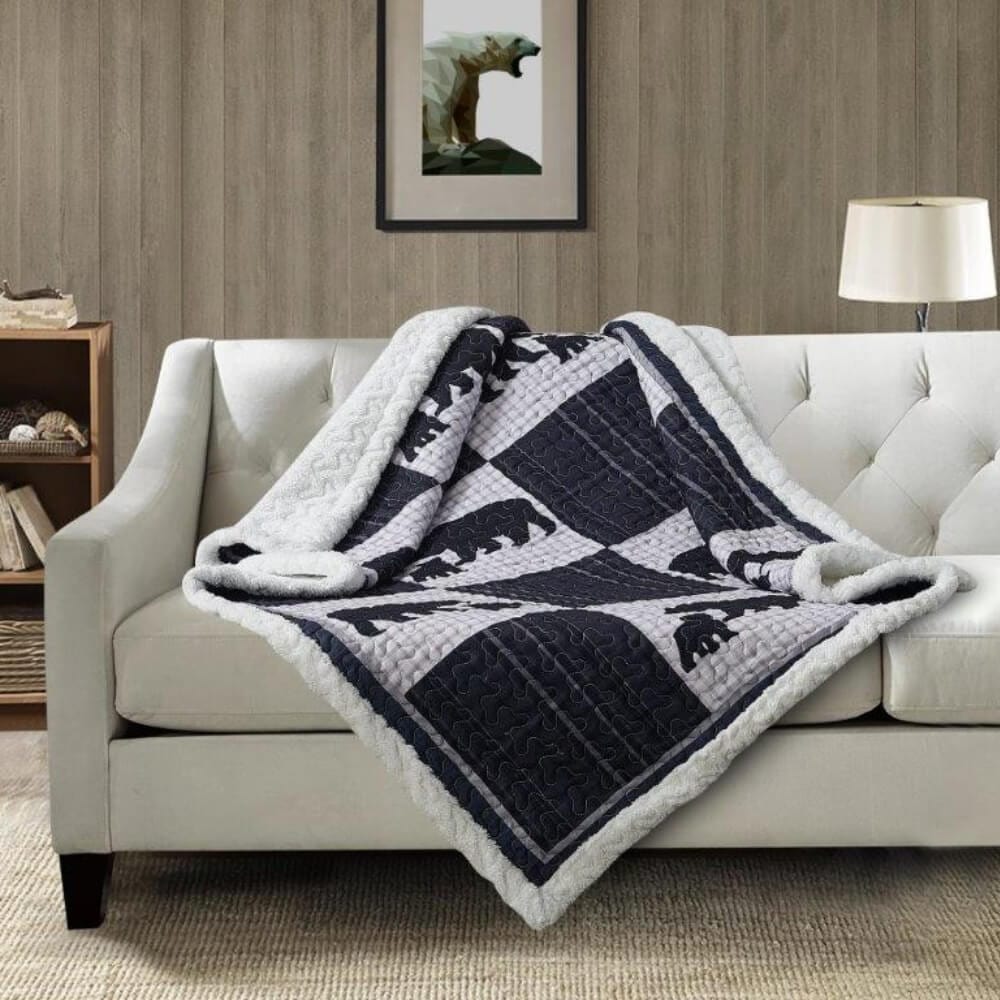 First Foray Black Sherpa Throw