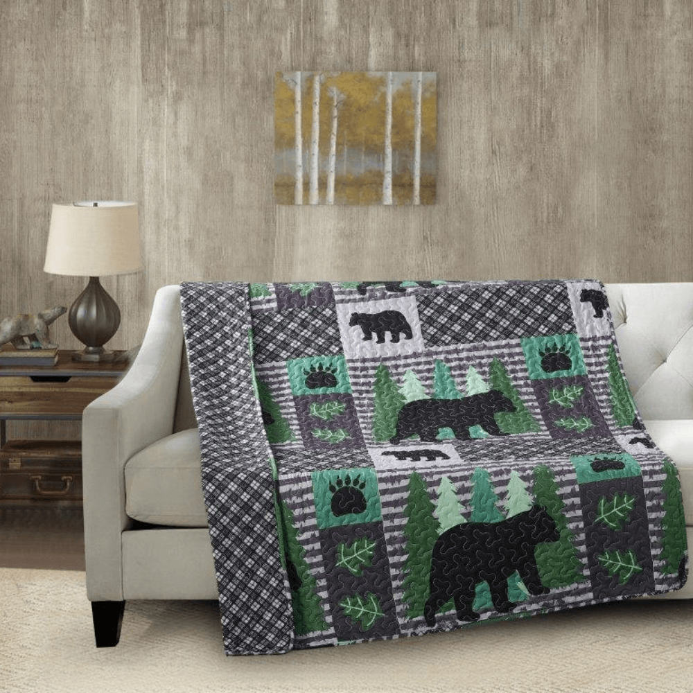 Green Forest Bear Throw