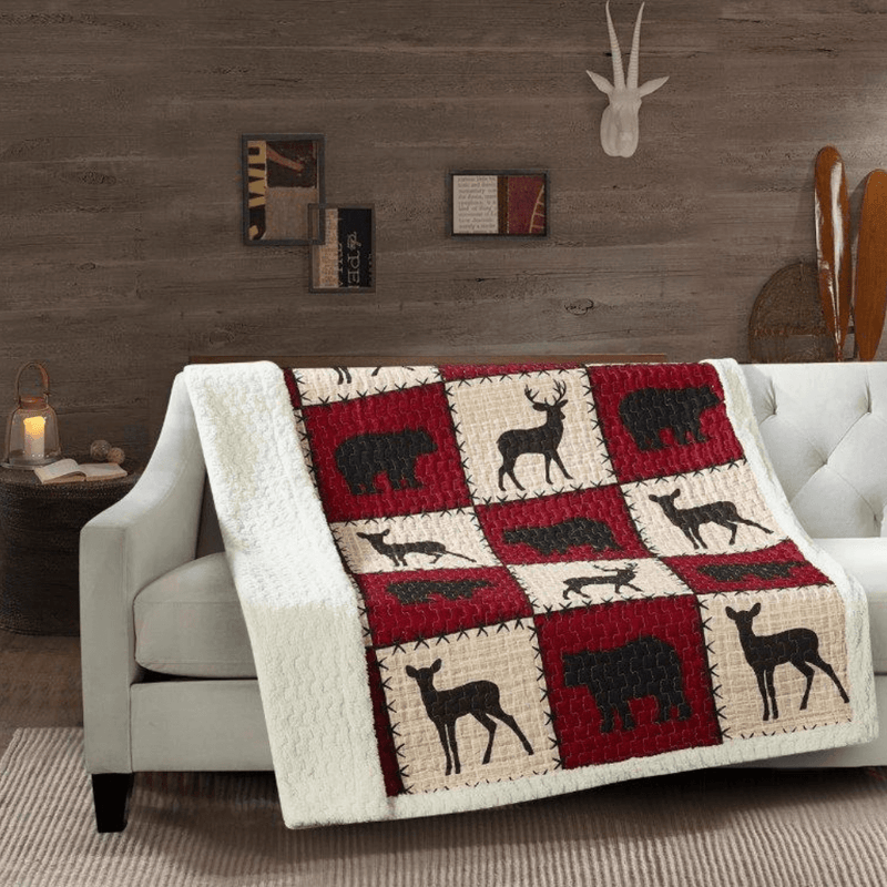 Checker Forest Red Sherpa Throw