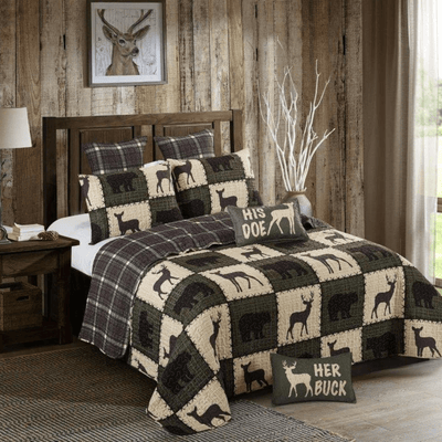 Checker Forest Green Quilt Set