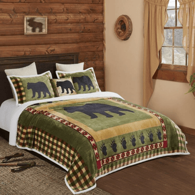 Green Bear Flannel Bedding Set
