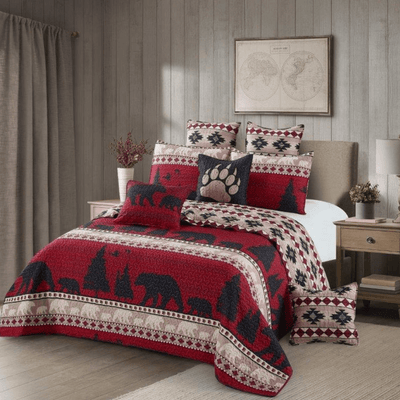 Bear Mountain Red Quilt Set