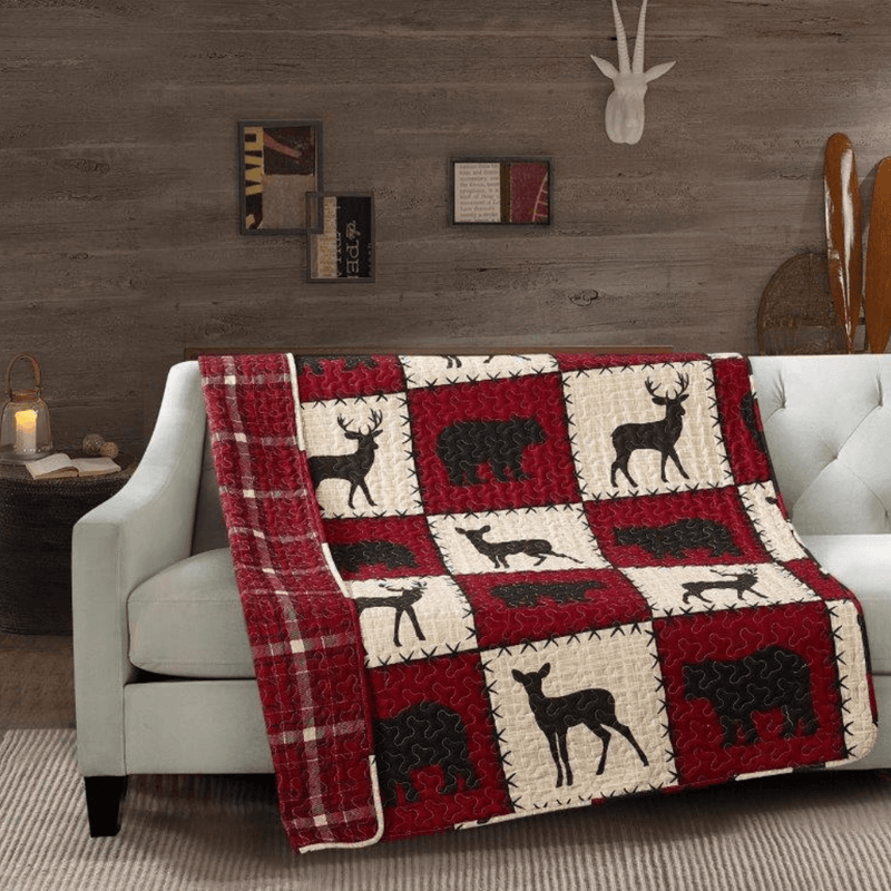 Checker Forest Red Throw
