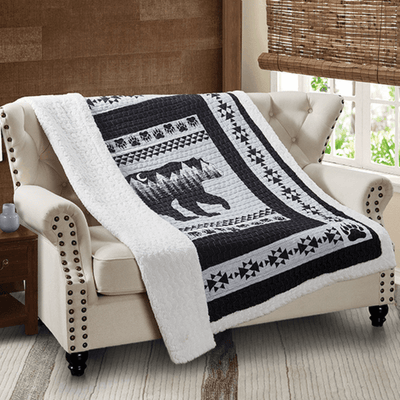 Nighttime Bear Sherpa Throw