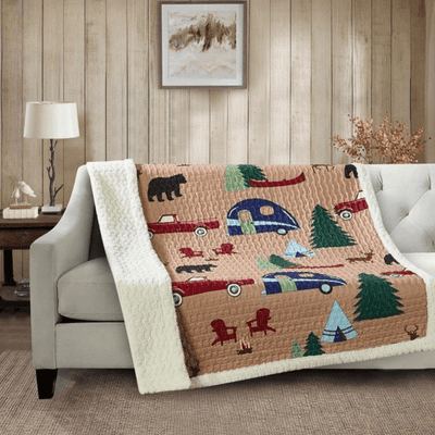 Vintage Campsite Sherpa Throw