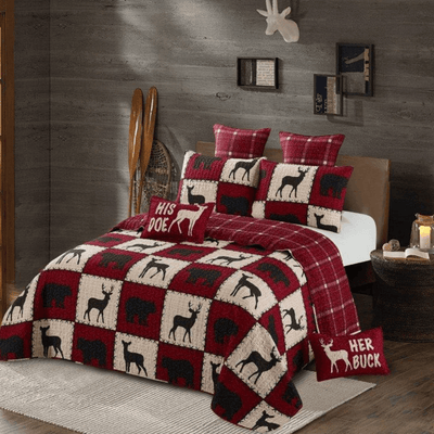 Checker Forest Red Quilt Set