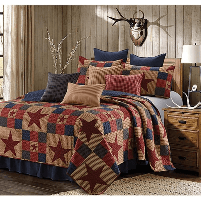 Star Cabin Red Quilt Set