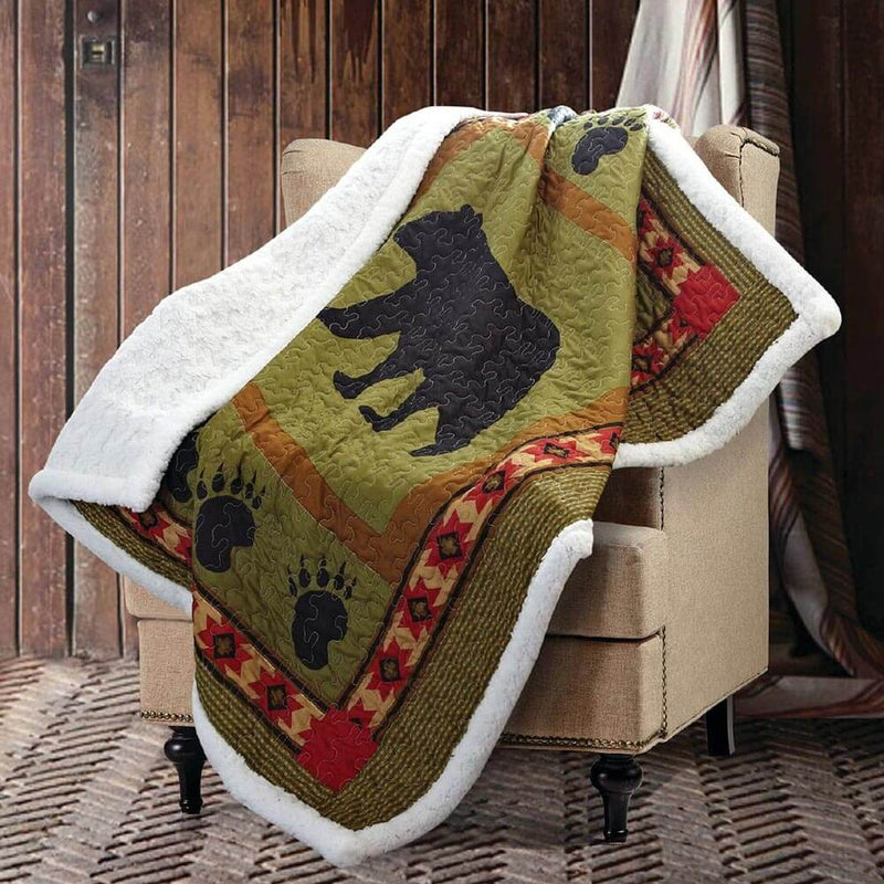 Bear Tracks Quilted Sherpa Throw