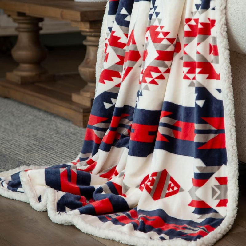 Southwest Americana Sherpa Throw Blanket