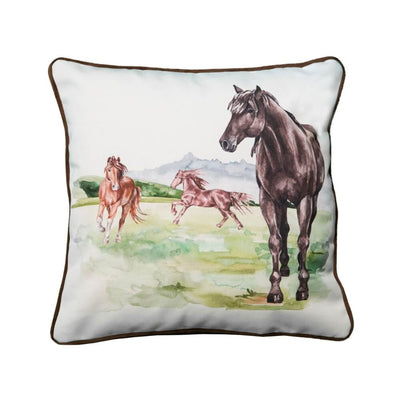 Painted Wild Horses Throw Pillow