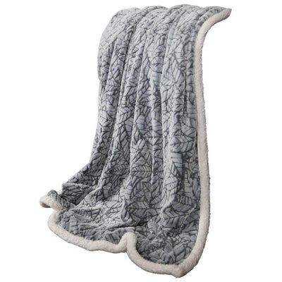 Snowy Leaf Throw Blanket
