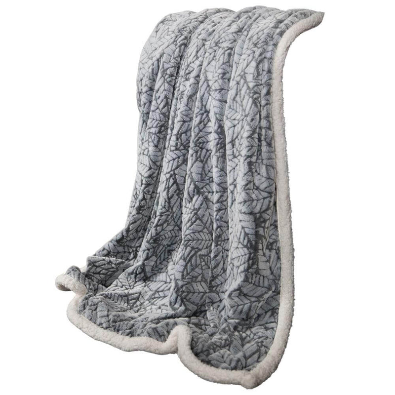 Snowy Leaf Throw Blanket
