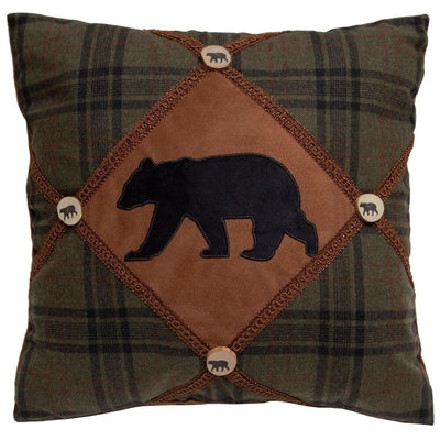 Black Bear Button Accent Pillow