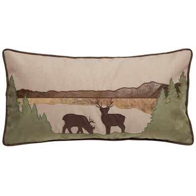 Rocky Mountain Deer Scene Accent Pillow