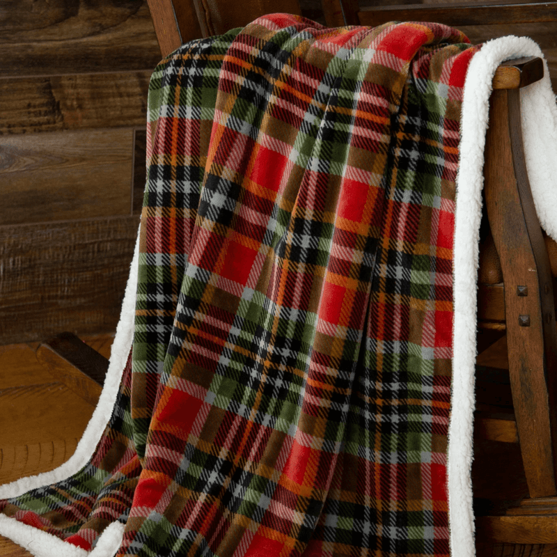 Red And Green Plaid Sherpa Throw