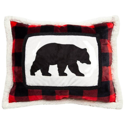 Black Bear Plaid Accent Pillow