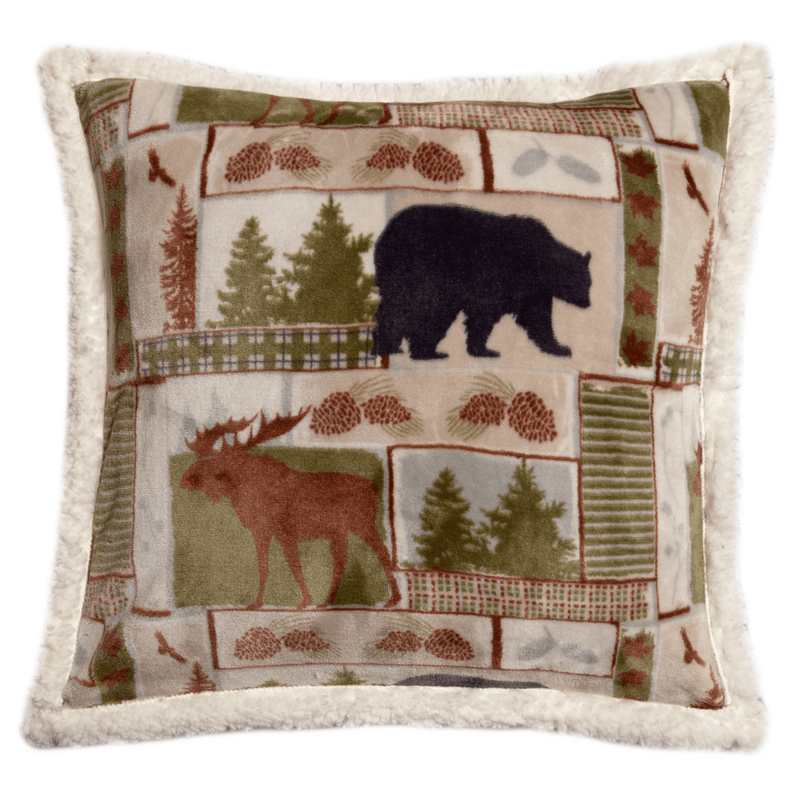 Bear Moose Sherpa Accent Pillow