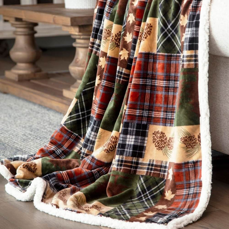 Cabin Plaid Plush Sherpa Throw Blanket